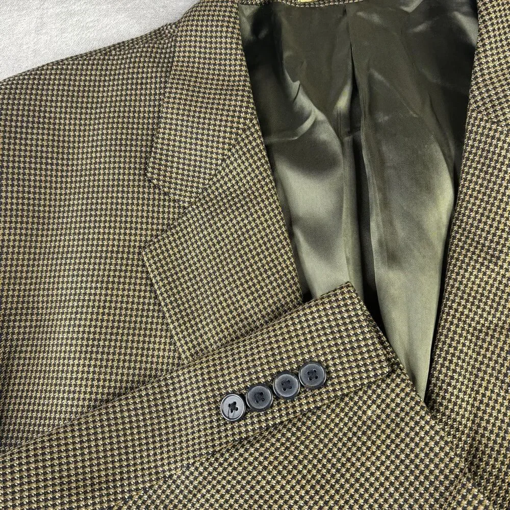 Joseph‎ Abboud Blazer Mens 46 Long 100% Silk Houndstooth 3-Button Sport Coat